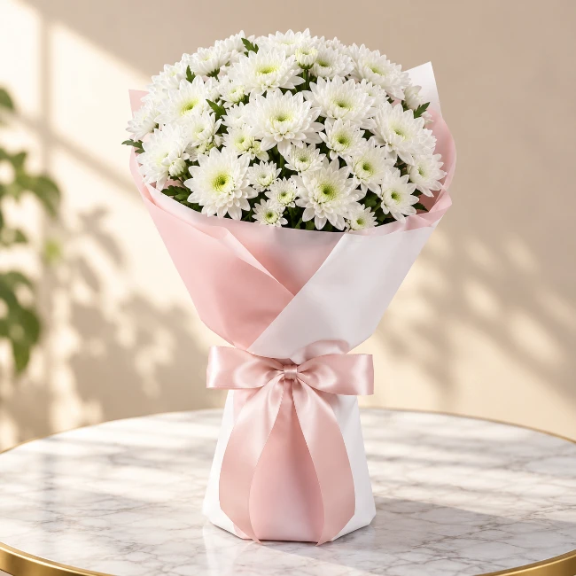White Chrysanthemums Bouquet